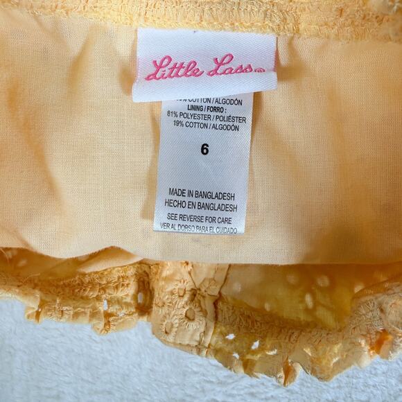 Little Lass Size 6 Girls 2 Piece Set w/ Head band Eyelet top with Sunflower Pant - Picture 3 of 9